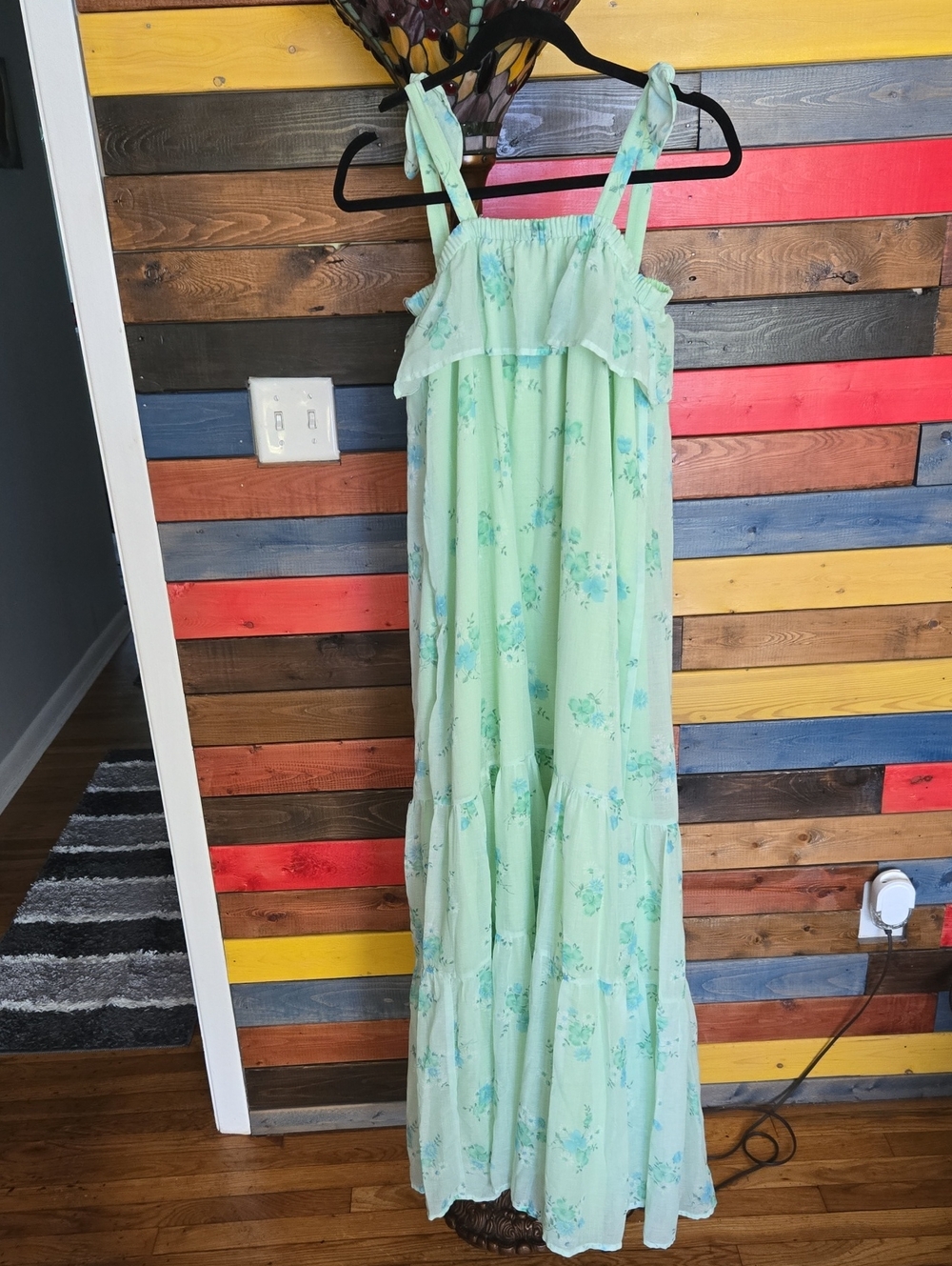 Women's Light Mint Green Floral Maxi Sundress💚 Size 16